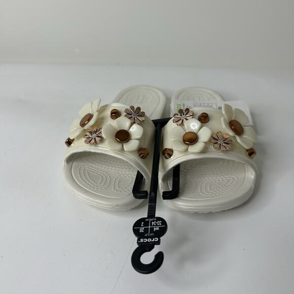 Crocs Women’s Size 4 Sloane Slide Sandal Floral Metallic Blooms - Picture 4 of 7